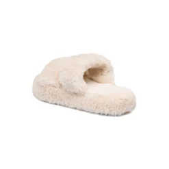 Pantofole beige da donna in pelliccia sintetica Lora Ferres