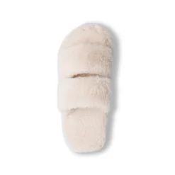 Pantofole beige da donna in pelliccia sintetica Lora Ferres