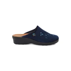Pantofole blu da donna con ricamo floreale Fly Flot