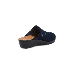 Pantofole blu da donna con ricamo floreale Fly Flot