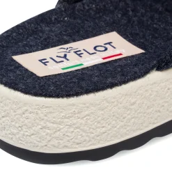 Pantofole blu da donna con cinturino bianco e fibbia Fly Flot