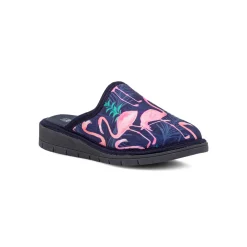 Pantofole blu da Donna con stampa fenicotteri Italia Trend