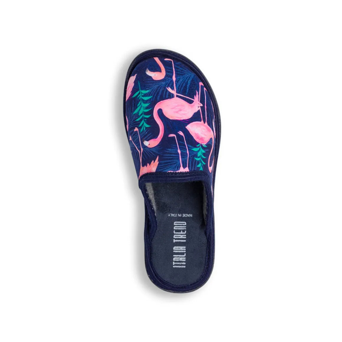 Pantofole blu da Donna con stampa fenicotteri Italia Trend