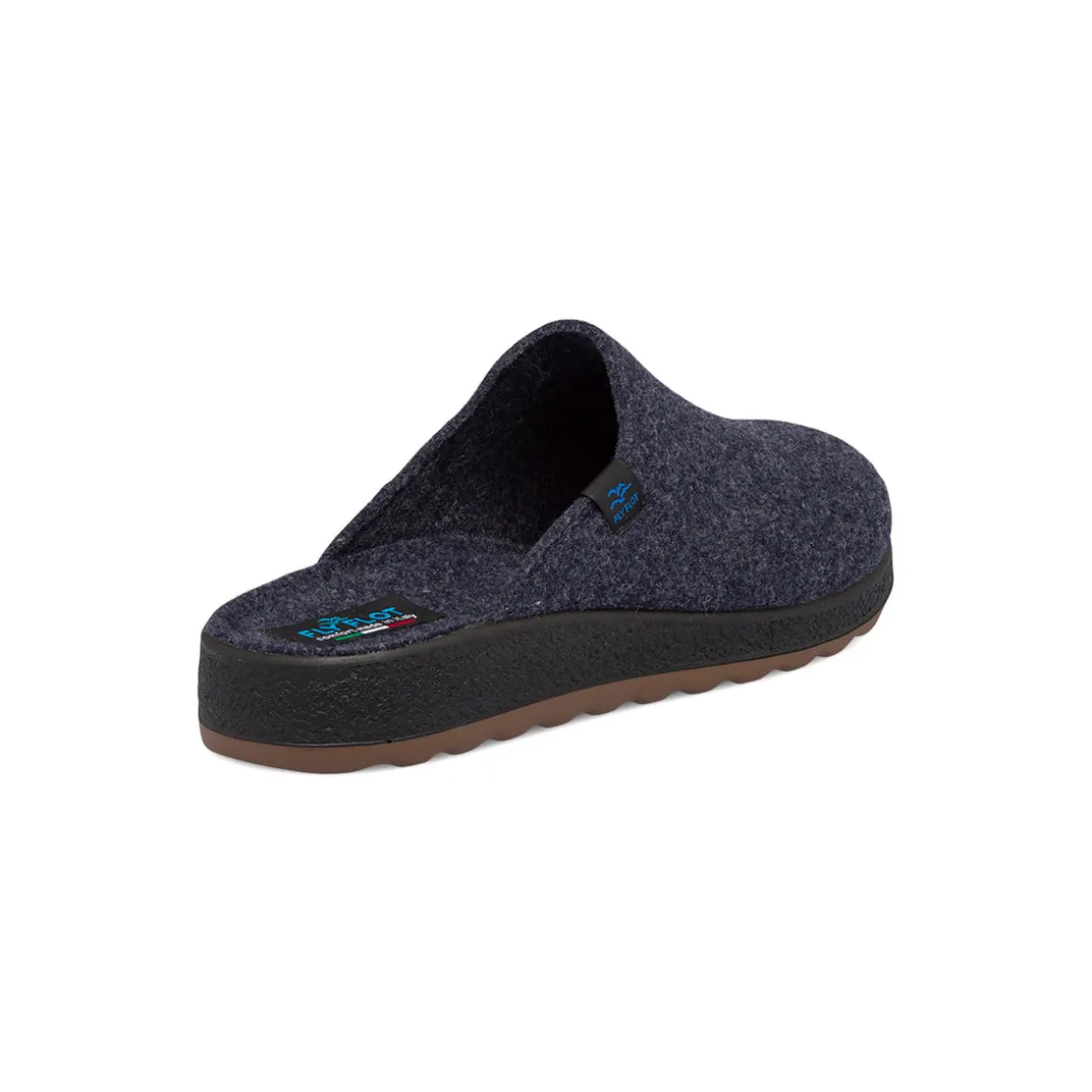 Pantofole blu in tessuto da uomo con etichetta logata Fly Flot
