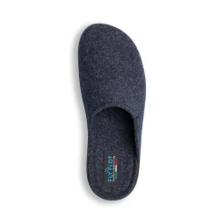 Pantofole blu in tessuto da uomo con etichetta logata Fly Flot