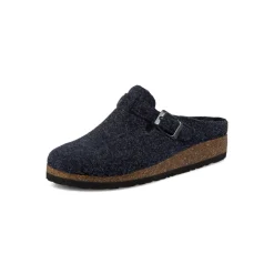 Pantofole blu in tessuto da donna con cinturino e fibbia Tè Verde