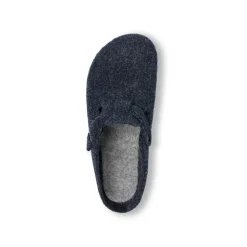 Pantofole blu in tessuto da donna con cinturino e fibbia Tè Verde