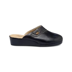 Pantofole blu scuro da donna con sottopiede in pelle Stilrosa