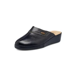 Pantofole blu scuro da donna con sottopiede in pelle Stilrosa