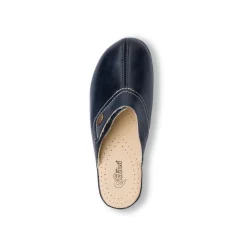Pantofole blu scuro da donna con sottopiede in pelle Stilrosa