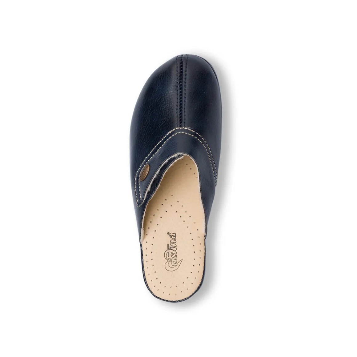Pantofole blu scuro da donna con sottopiede in pelle Stilrosa