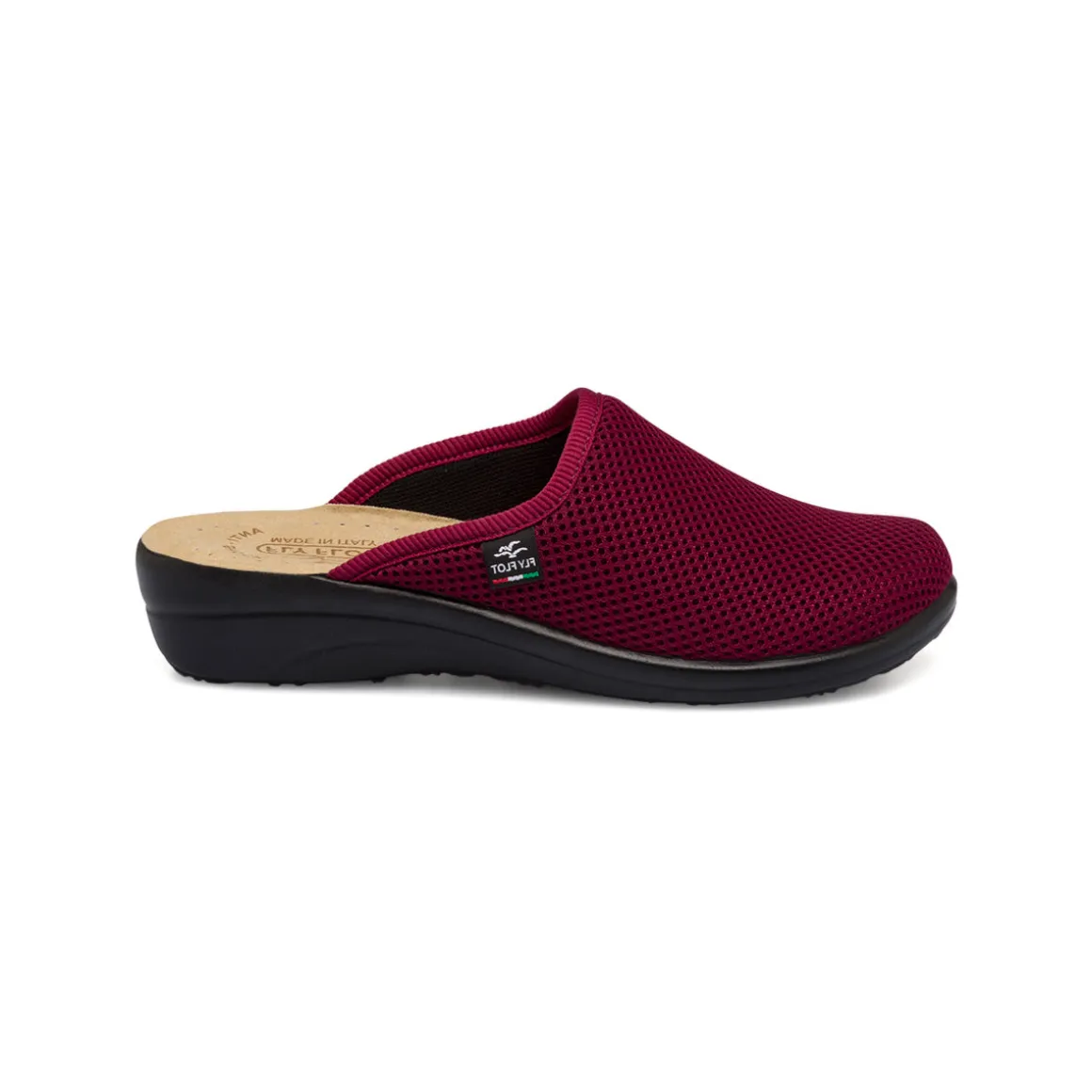 Pantofole bordeaux da donna con sottopiede anti-shock in pelle Fly Flot