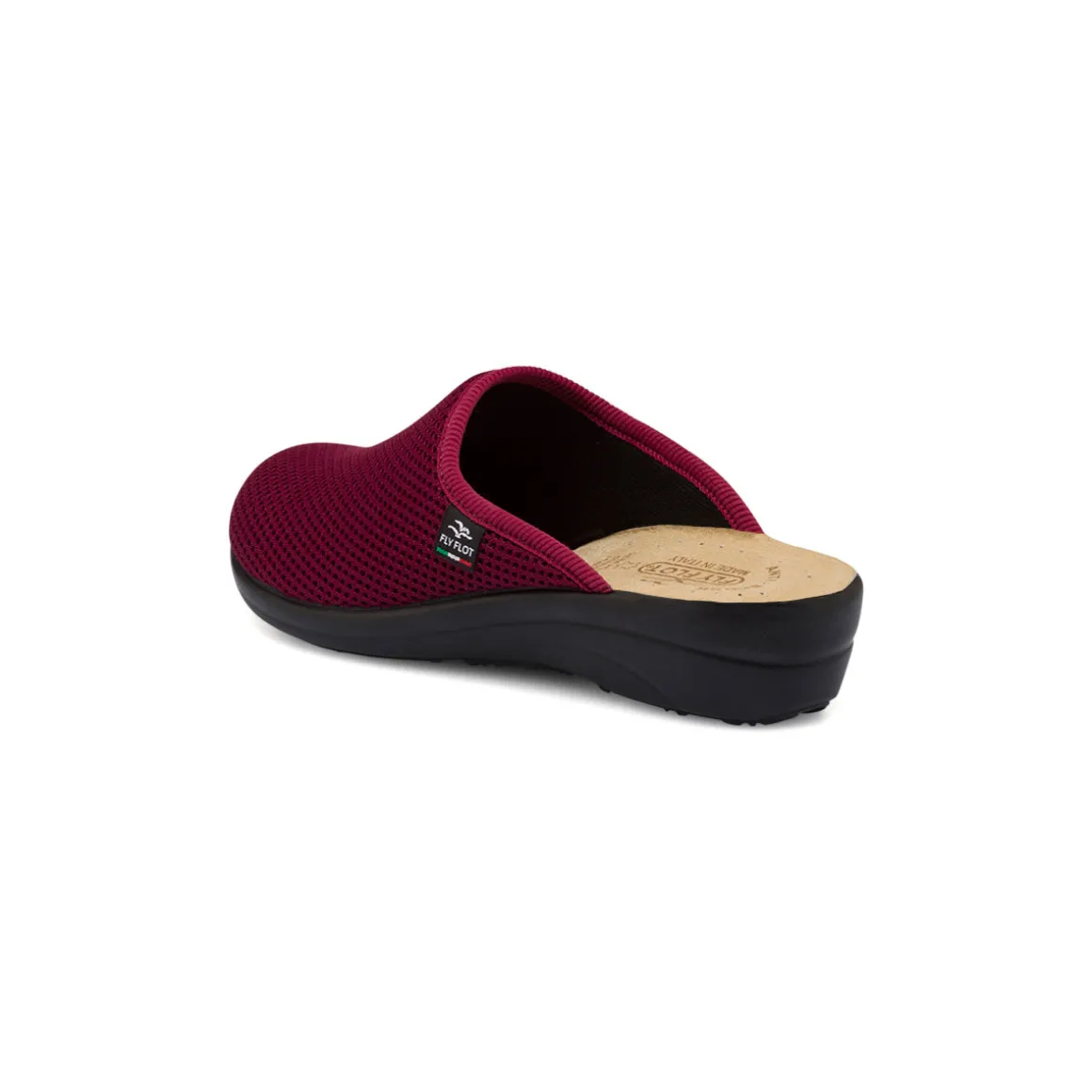Pantofole bordeaux da donna con sottopiede anti-shock in pelle Fly Flot