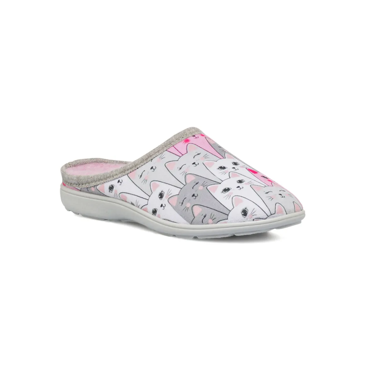 Pantofole con stampa gatti rosa e grigi da Donna Italia Trend