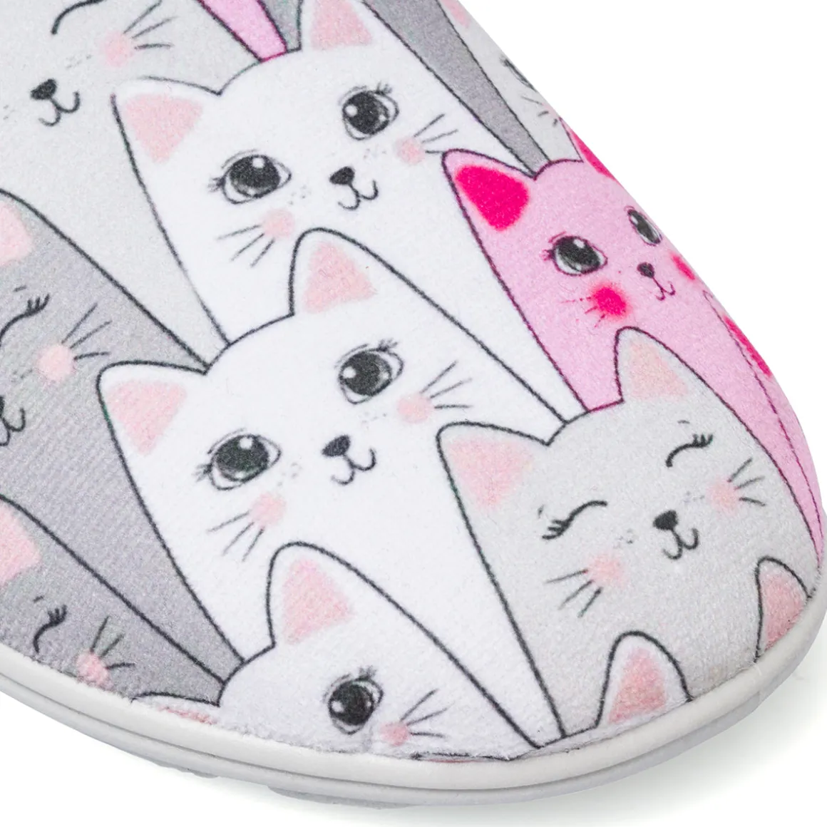 Pantofole con stampa gatti rosa e grigi da Donna Italia Trend