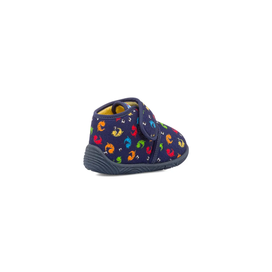 Pantofole da bambino blu in tessuto con stampa e chiusura a strappo Chicco