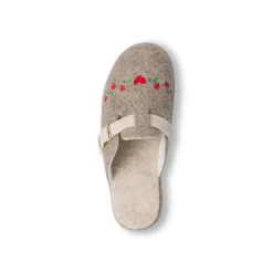 Pantofole da Donna in feltro con fiori e fibbia