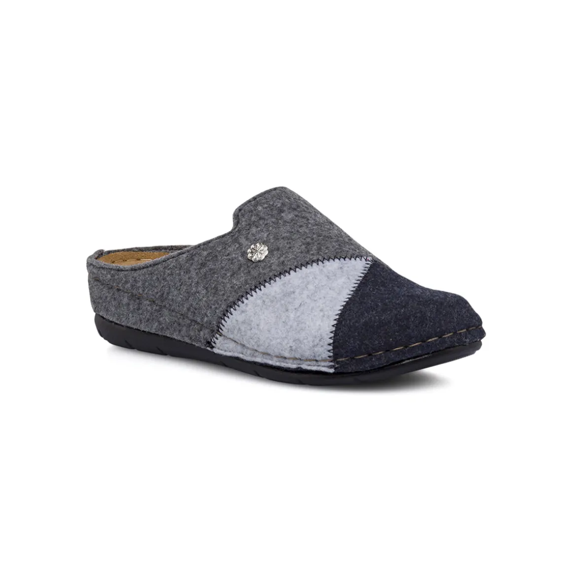 Pantofole da Donna in feltro grigio e blu Flex'is