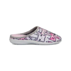 Pantofole da donna rosa e grigie con disegni gatti Italia Trend