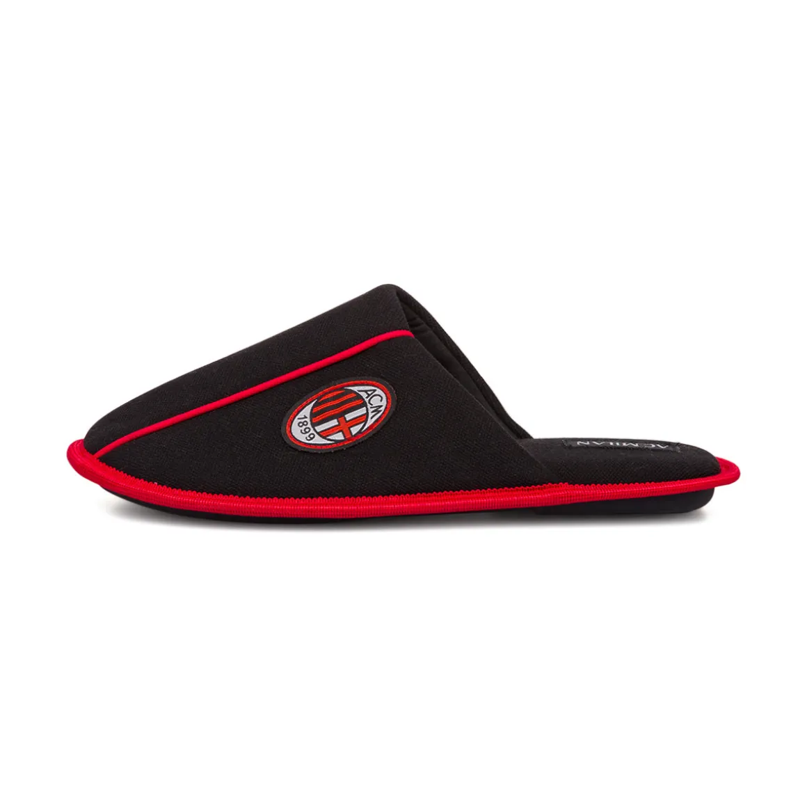 Pantofole da uomo nere con logo Milan