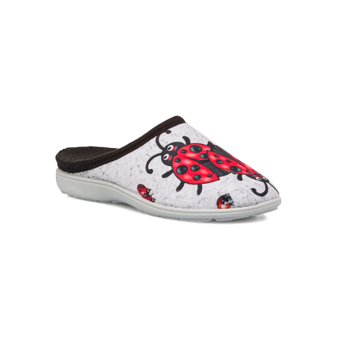 Pantofole grigie con stampa coccinella da Donna Italia Trend