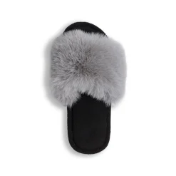 Pantofole grigie da donna in pelliccia sintetica Lora Ferres