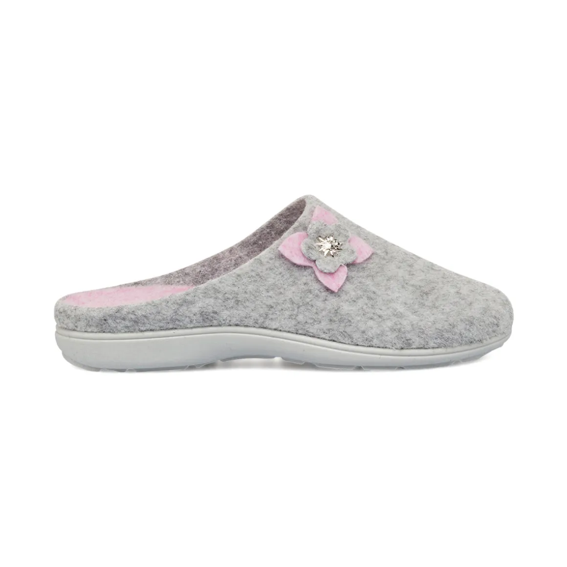 Pantofole grigie da Donna con fiore rosa Italia Trend