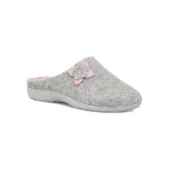 Pantofole grigie da Donna con fiore rosa Italia Trend