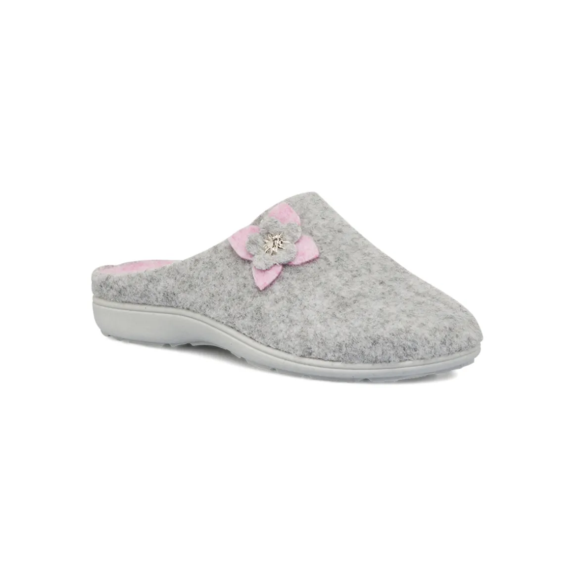 Pantofole grigie da Donna con fiore rosa Italia Trend