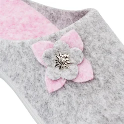 Pantofole grigie da Donna con fiore rosa Italia Trend