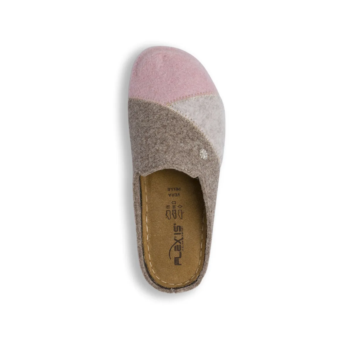 Pantofole in feltro bicolore rosa e beige da Donna Flex'is