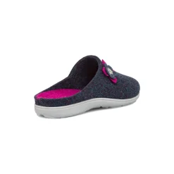 Pantofole in feltro blu da Donna con fiore decorativo Italia Trend