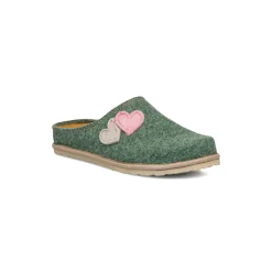 Pantofole in feltro verdi da Donna con cuori rosa Inblu