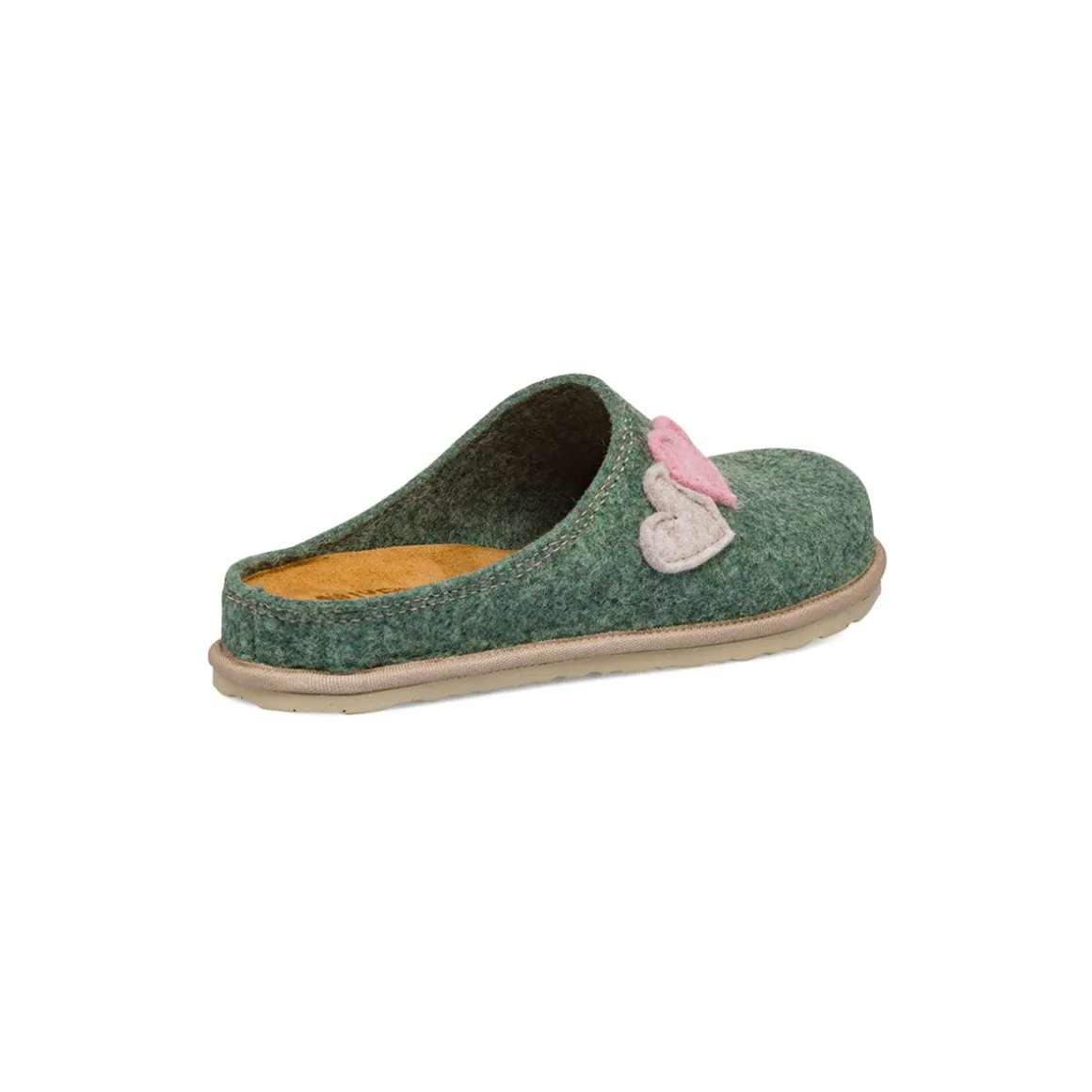 Pantofole in feltro verdi da Donna con cuori rosa Inblu