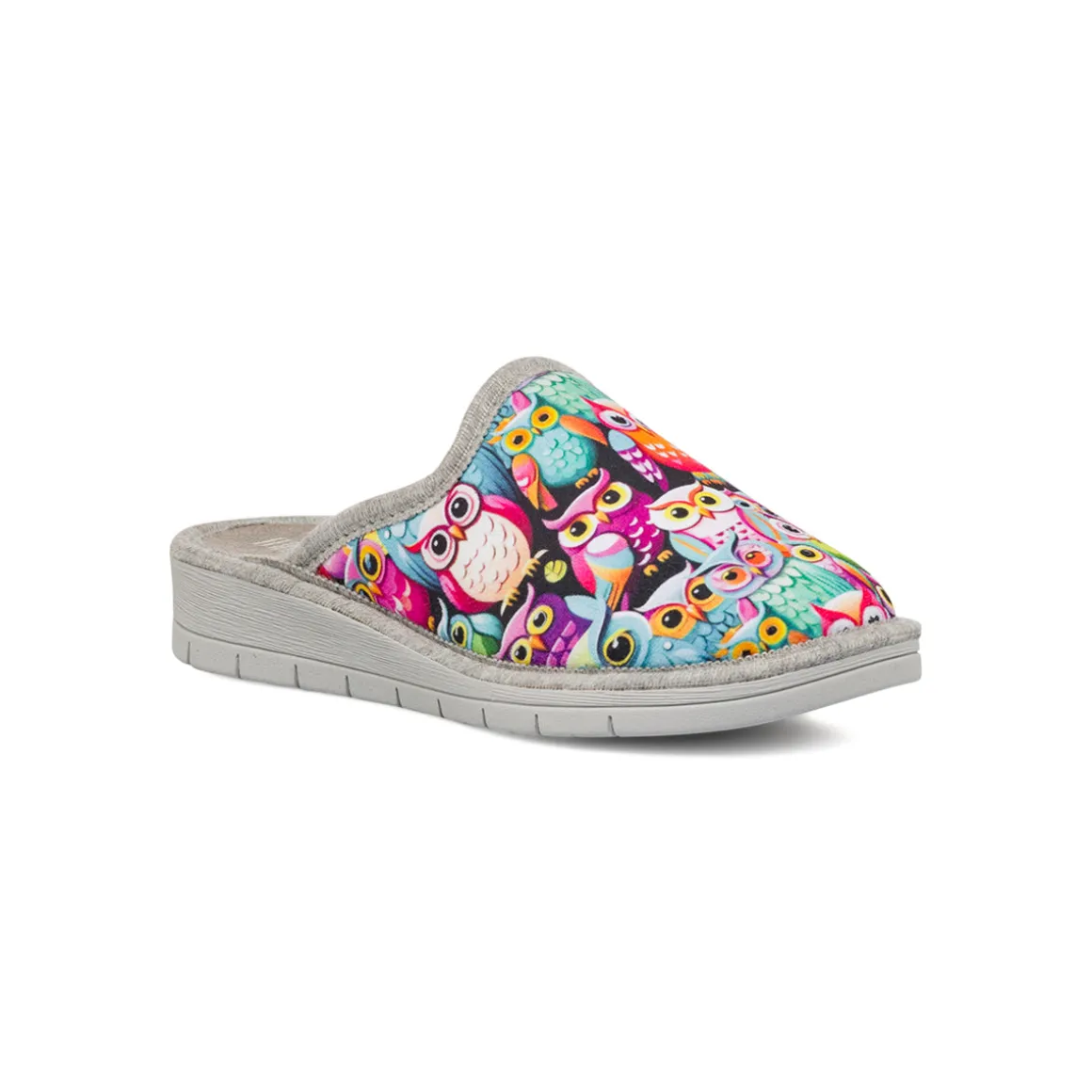 Pantofole multicolori da Donna con stampa gufi Italia Trend