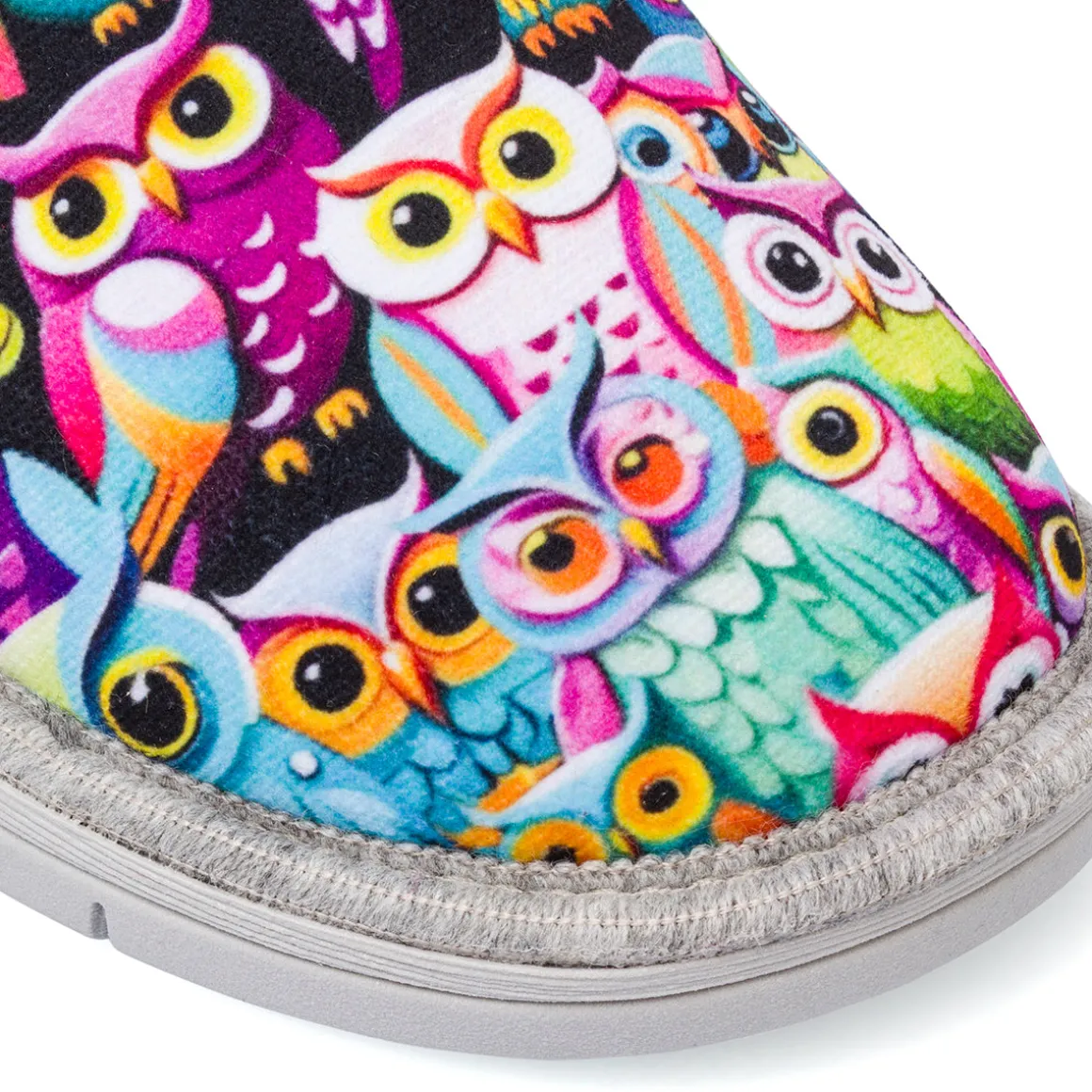 Pantofole multicolori da Donna con stampa gufi Italia Trend