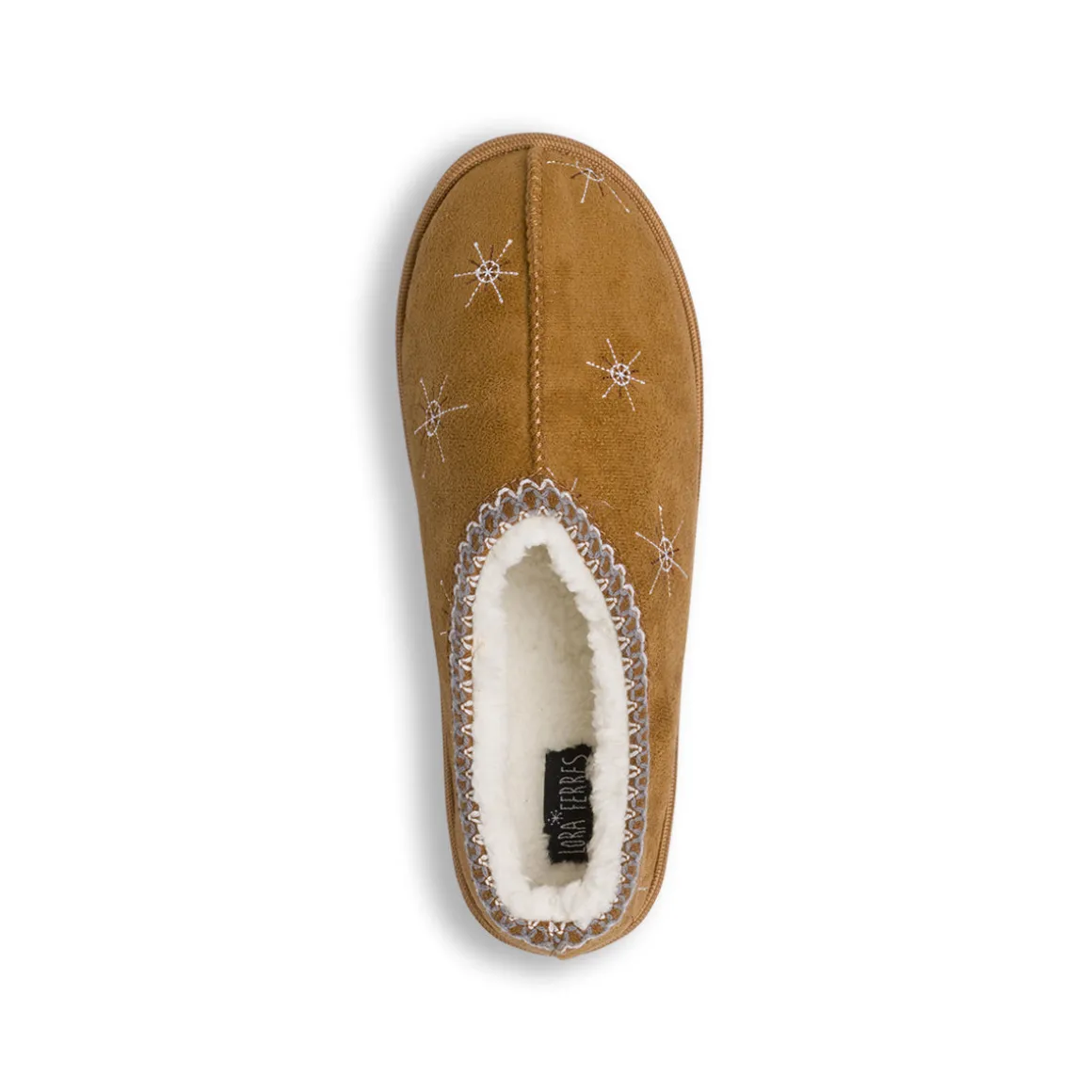 Pantofole ocra da Donna con ricamo stelle Lora Ferres