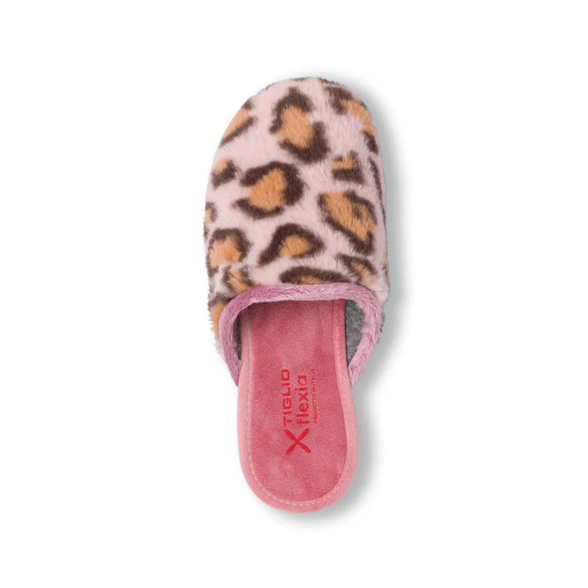 Pantofole rosa con dettaglio leopardato da Donna Tiglio