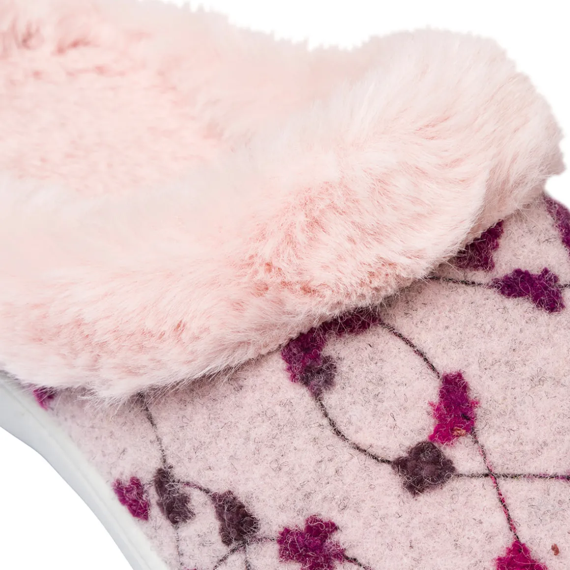 Pantofole rosa da Donna in tessuto con pelo sintetico Italia Trend
