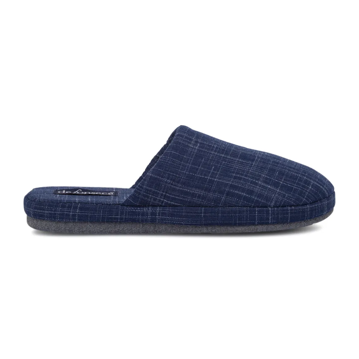 Pantofole Uomo in Tessuto Blu con Trama Melangiata De Fonseca