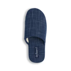 Pantofole Uomo in Tessuto Blu con Trama Melangiata De Fonseca
