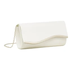 Pochette bianca da Donna con dettaglio in metallo e catena Lora Ferres