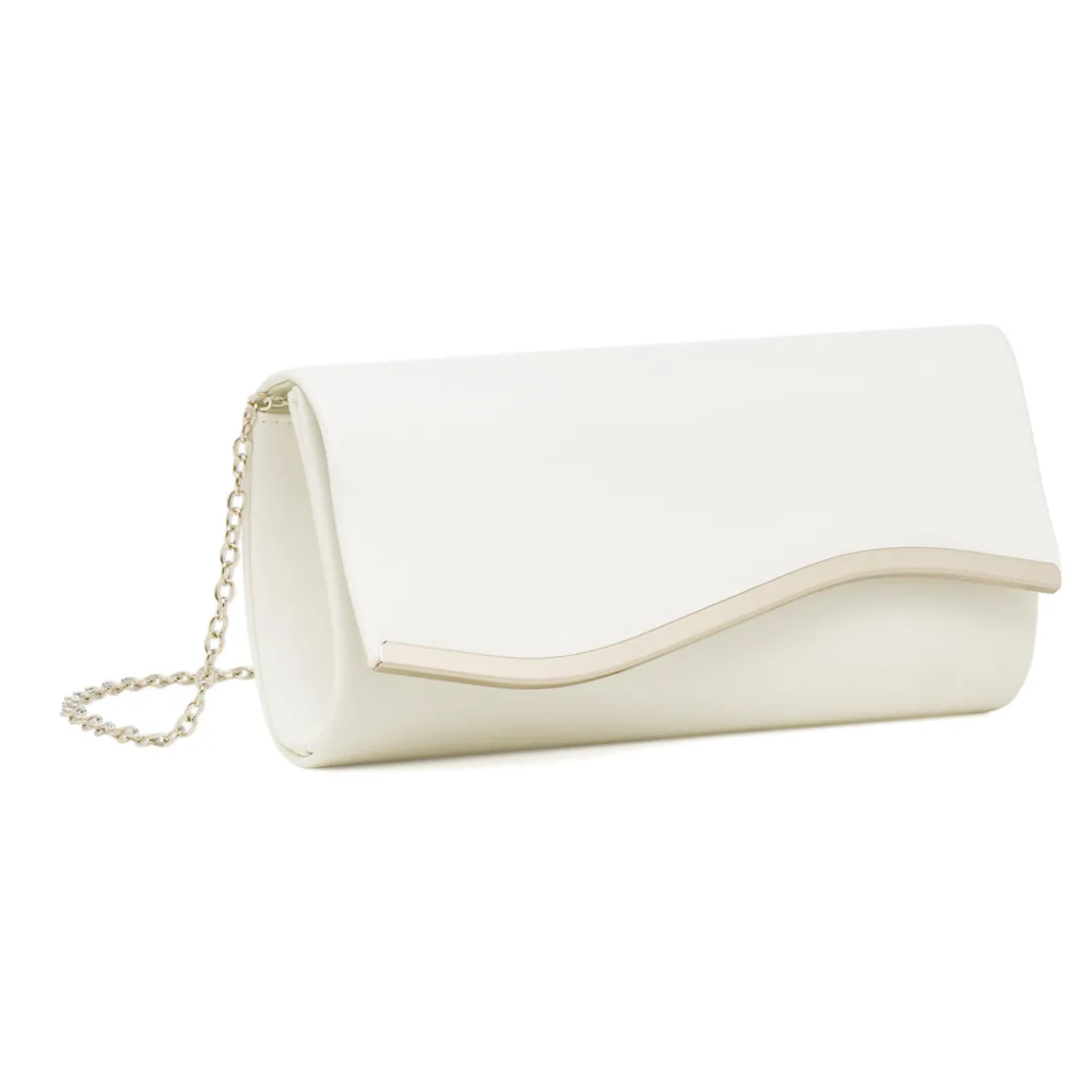 Pochette bianca da Donna con dettaglio in metallo e catena Lora Ferres