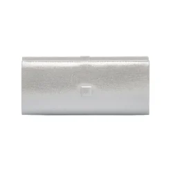 Pochette da donna argento con dettaglio strass e logo Lora Ferres