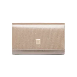 Pochette da donna champagne con glitter con logo dorato Lora Ferres