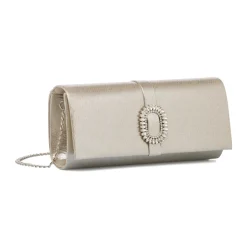 Pochette da donna oro con dettaglio strass e logo Lora Ferres