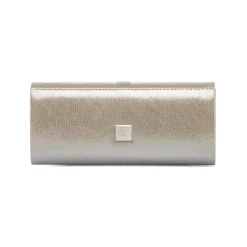 Pochette da donna oro con dettaglio strass e logo Lora Ferres