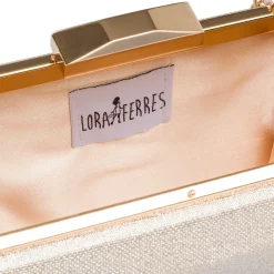 Pochette da donna oro glitter con logo Lora Ferres