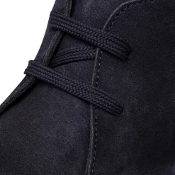 Polacchine da uomo blu in pelle scamosciata Primopiano