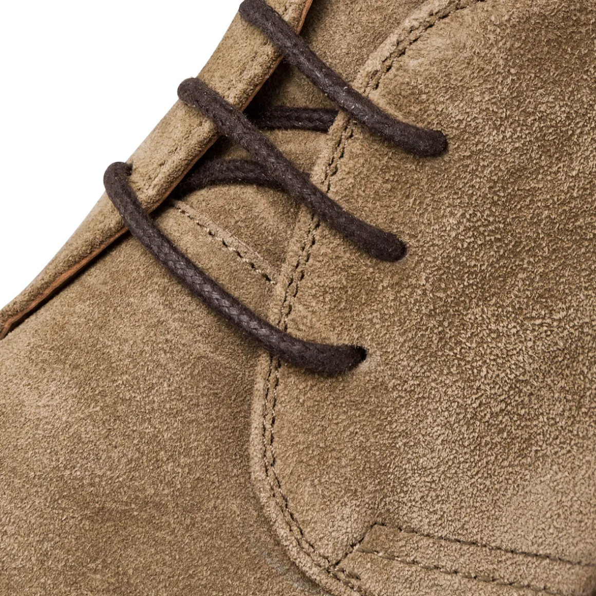 Polacchine in pelle effetto scamosciato taupe da Uomo Primopiano